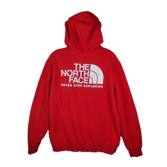 The North Face Men's Red Pullover Hoodie Never Stop Exploring Half Dome Medium - Picture 4 of 8